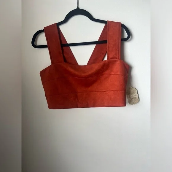 Altar’d State Suede Rustic Red Orange Cropped Top Large NWT - Picture 3 of 8